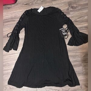 Express Black Dress 
Crisscrossed Tied Sleeves
Sz. Small
Brand new